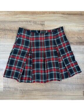 VTG Y2K I.L.U. Plaid Pleated Tartan Mini Skirt Red Grunge Schoolgirl Punk Size 5